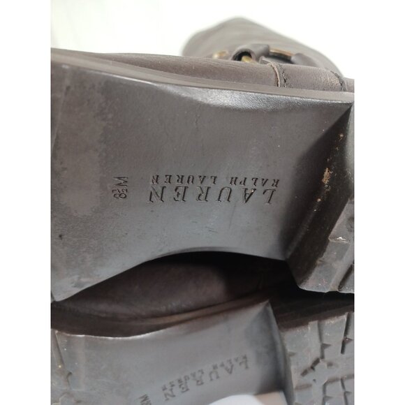 Ralph Lauren Womens 8.5 Sulita Brown Leather Equestrian Harness Riding Boots - Picture 8 of 9